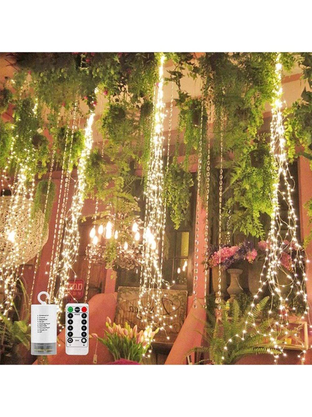 4 Pack 880 LED Battery Operated Firefly Bunch Lights, Remote Control Timer